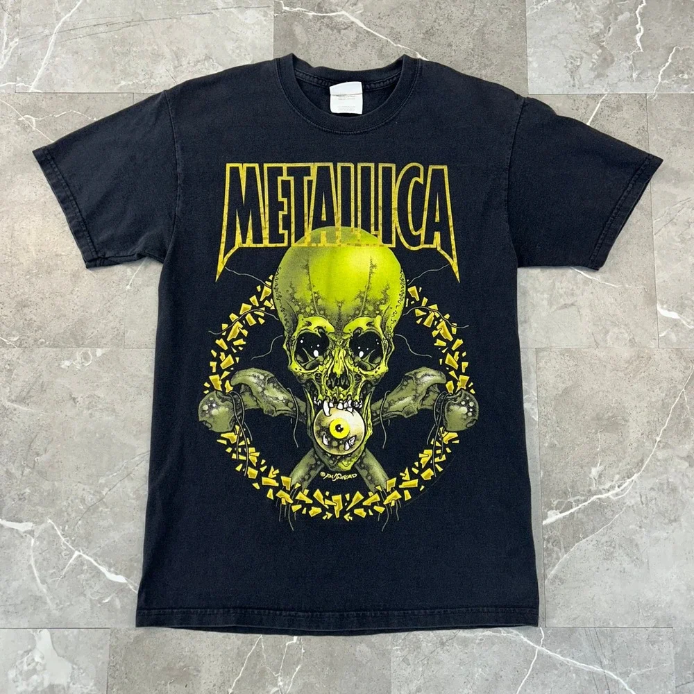 Vintage Metallica Graphic Tee Mens Small No Leaf Clover Band Shirt Black Y2K
